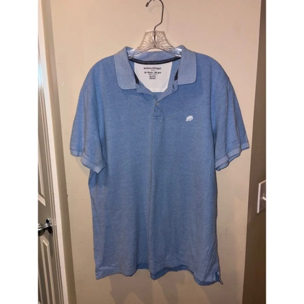 Banana Republic Mens Light Blue Classic Fit Polo‎ Shirt XL TG Big Tall Elephant